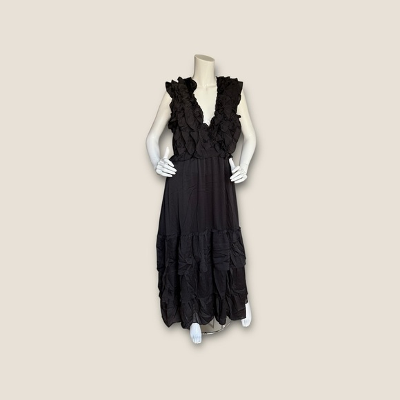 Sweet lemon black  Layered/Tiered V-Neck Dress. Size L - Picture 1 of 7